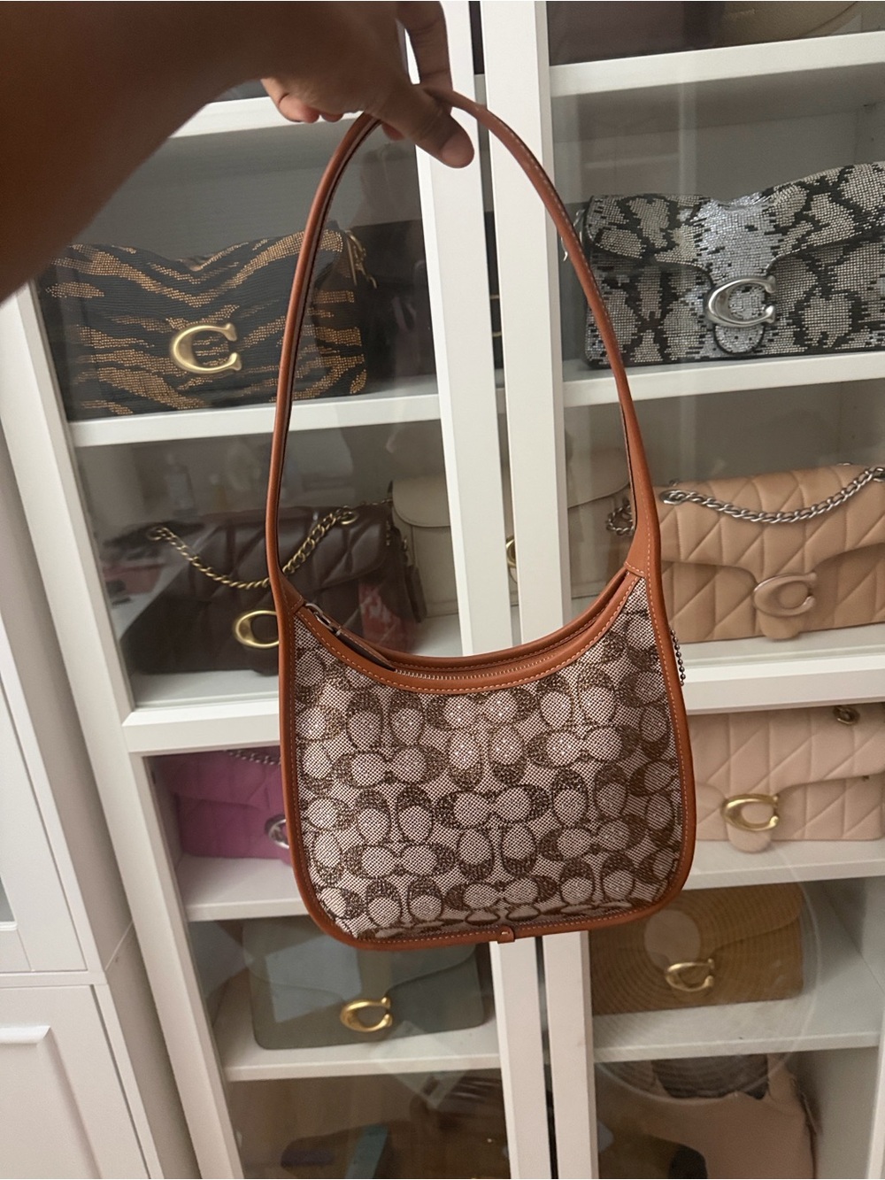 Coach Signature Crystal Canvas Curve Zip bag
